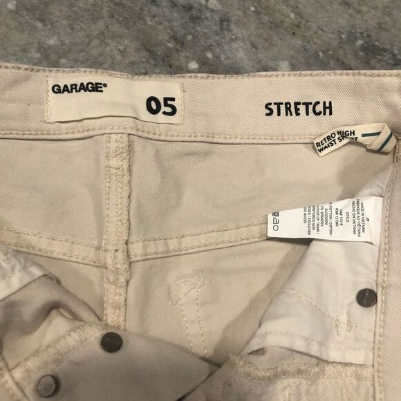 GARAGE SHORTS, RETRO High Waist Stretch, Cream Size 5 - Picture 3 of 9